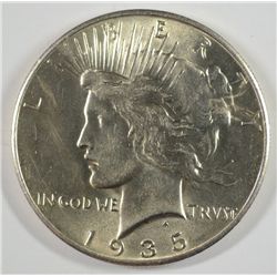 1935 PEACE DOLLAR GEM BU OBVERSE LIGHT STREAKS ON REVERSE