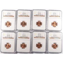 LOT OF ( 8 ) 1952-D LINCOLN CENTS, NGC MS-66 RED