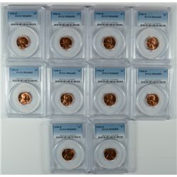 LOT OF ( 10 ) 1956-D LINCOLN CENTS, PCGS MS-66 RED