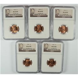 ( 5 ) 1944 LINCOLN CENTS, NGC MS-66 RED GEMS!