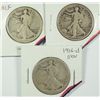 Image 1 : 1916 (P, D, S) WALKING LIBERTY HALF DOLLARS