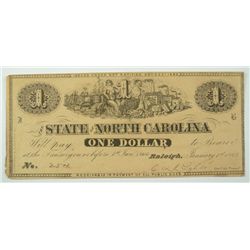 1863 $1 STATE OF NORTH CAROLINA NOTE