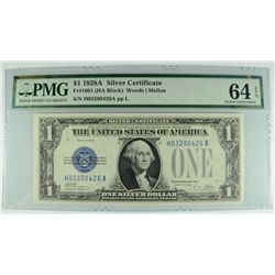 1928 $1 SILVER CERTIFICATE (FUNNY BACK) PMG 64 EPQ