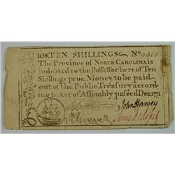 1771 TEN SHILLINGS (PROVINCE OF NORTH CAROLINA)