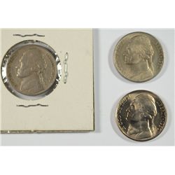 JEFFERSON NICKEL LOT: 1950-D FINE AND ( 2 )  1950-D GEM BU