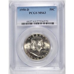 1950-D FRANKLIN HALF DOLLAR, PCGS MS-63