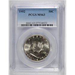 1952 FRANKLIN HALF DOLLAR, PCGS MS-63