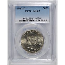 1953-D FRANKLIN HALF DOLLAR, PCGS MS-63