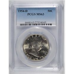 1954-D FRANKLIN HALF DOLLAR, PCGS MS-63