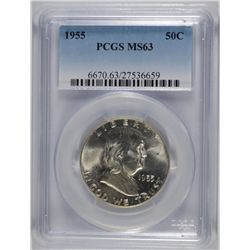 1955 FRANKLIN HALF DOLLAR, PCGS MS-63