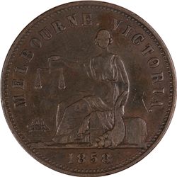 1858 Hide & DeCarle Melbourne Penny Token (R229/A237)