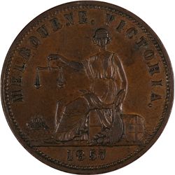 1857 Hide & DeCarle Melbourne Penny Token (R219/A230)