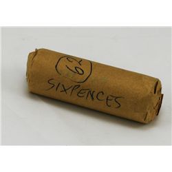 1962 Australian QEII Sixpence Mint Roll