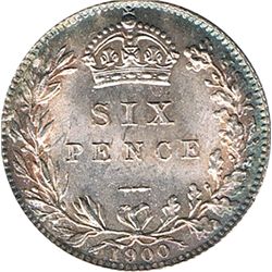 1900 Great Britain QV Veiled Head Sixpence