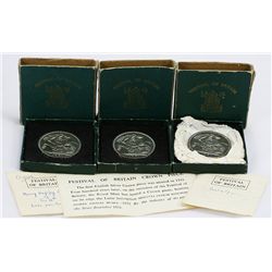 1951 Festival of Britain Cupro Nickel Commemorative Crown x 3