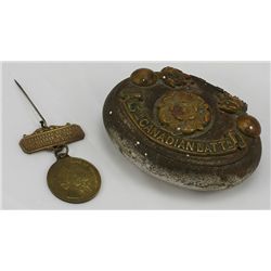 15th Canadian Battalion Tobacco Tin with a couple of miscellaneous Commemorative Medals