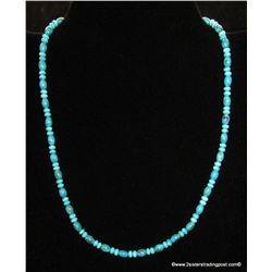 Turquoise Oval & Rondelle Bead & Sterling Necklace