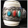 Image 10 : Sterling Watch Cuff w/Turquoise & Coral Stones