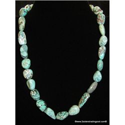 Turquoise Irregular Stone & Sterling Necklace