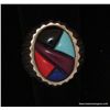 Image 8 : Mexican Sterling Silver Oval Mosaic Inlay Ring