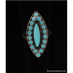 Marquise Cut Turquoise and Sterling Ring