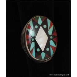 Shirley Baca Oval Inlay and Sterling Ring