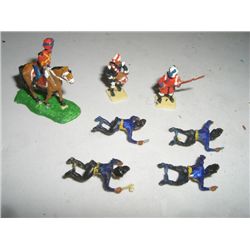 VINTAGE TOY SOLDIERS 7 MISC INCLUDING 1 HORSEMAN TOTAL SOLDIERS *HAND PAINTED & PLASTIC*!!