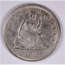 1876 SEATED LIBERTY QUARTER AU CLEANED
