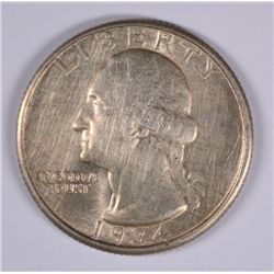 1934-D WASHINGTON QUARTER BU CLEANED