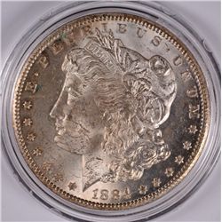 1884-CC MORGAN SILVER DOLLAR, MS-63+  ORIGINAL
