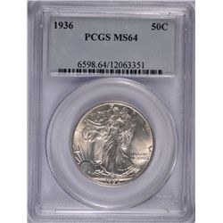 1936 WALKING LIBERTY HALF DOLLAR, PCGS MS-64