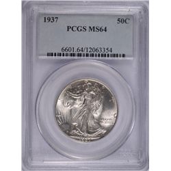 1937 WALKING LIBERTY HALF DOLLAR, PCGS MS-64