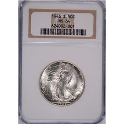 1946 WALKING LIBERTY HALF DOLLAR,  NGC MS-64