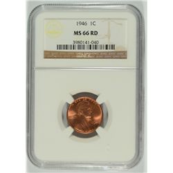 1946 LINCOLN CENT, NGC MS-66 RED