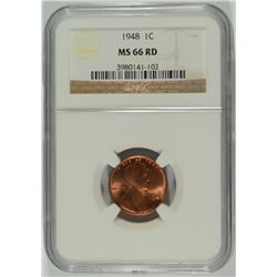 1948 LINCOLN CENT, NGC MS-66 RED