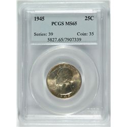 1945 WASHINGTON QUARTER, PCGS MS-65