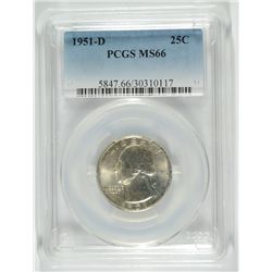 1951-D WASHINGTON QUARTER, PCGS MS-66