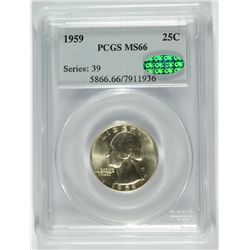 1959 WASHINGTON QUARTER, PCGS MS-66 CAC