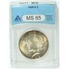 Image 1 : 1928-S PEACE DOLLAR ANACS MS-65 GEM LIGHT GOLDEN TONE. VERY RARE IN THIS GRADE