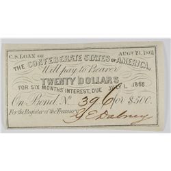 1863 $20 CONFEDERATE STATES OF AMERICA