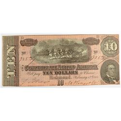 1864 $10 CONFEDERATE STATES OF AMERICA AU/CU