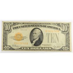 1928 $10 GOLD CERTIFICATE VF/XF