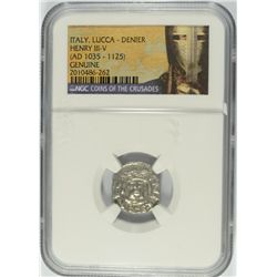 (AD 1035-1125) ITALY LUCCA-DENIER (HENERY III-V) NGC GENUINE