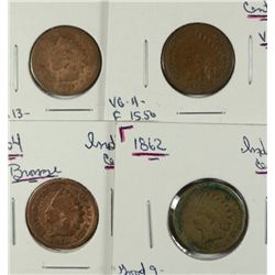 (4) INDIAN HEAD CENTS (62, 64 BR, 65, 75)