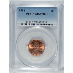 1984 LINCOLN CENT PCGS MS-67 RD