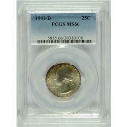 1941-D WASHINGTON QUARTER, PCGS MS-66
