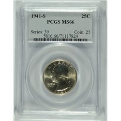 1941-S WASHINGTON QUARTER, PCGS MS-66