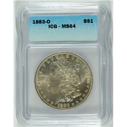 1883-O MORGAN SILVER DOLLAR, ICG MS-64