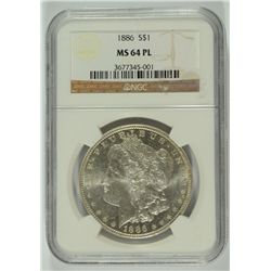 1886 MORGAN SILVER DOLLAR, NGC MS-64 PL
