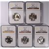 Image 1 : LOT OF ( 5 ) 1950-D WASHINGTON QUARTERS, NGC MS-65